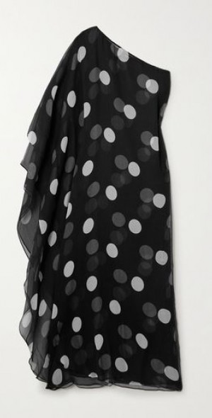 open lace back dress One Shoulder Maxi Dress  Black and White  Eva Franco