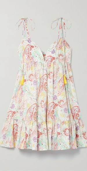 etro paisley print tiered crinkle silk embroidered mini dress ETRO