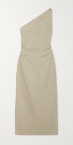 strapless open back dress Pink Long-sleeved dress with sharp shoulder cut main image 1