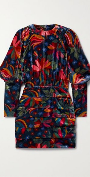 farm rio embroidered velvet mini dress FARM RIO