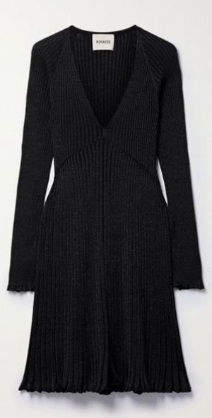 KHAITE - Lucille metallic ribbed-knit midi dress