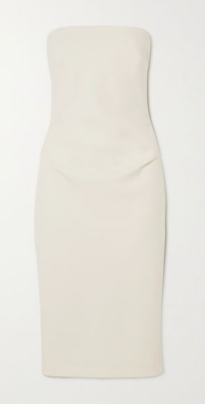 marcellanyc bea dress Marcella | Alba Dress | Strapless Midi Fitted Dress | Black And White | Wrinkle-Resistant Ponte Fabric