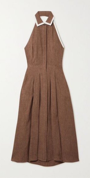 max mara linen shirt dress Max Mara Linen Button Down Long Dress | Camel