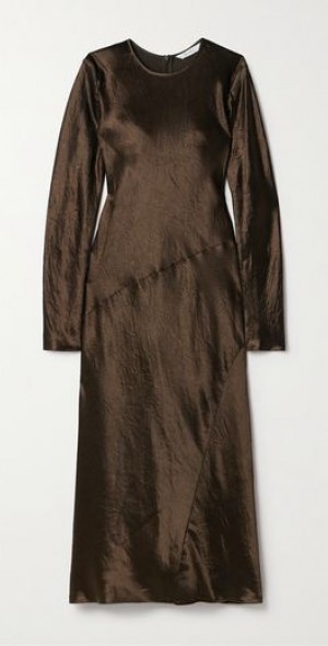 MAX MARA Elogio paneled crinkled-satin midi dress