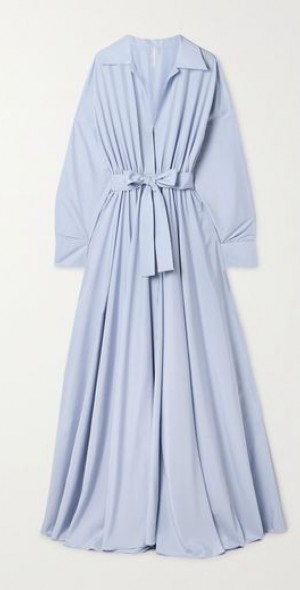 norma kamali oversized belted poplin maxi dress Norma Kamali - Super belted habotai maxi dress