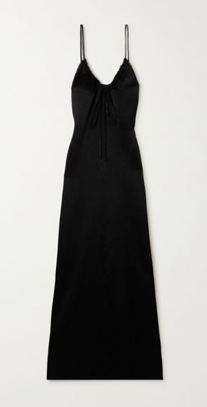 open lace back dress Proenza Schouler Devyn Crpe Drape Maxi Dress - Black