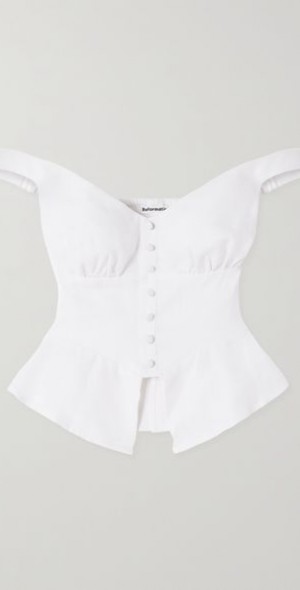 REFORMATION - Lilly off-the-shoulder linen peplum top