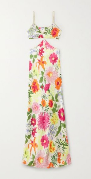satin skater dress Love Me | Lemon Satin Skater Mini Dress With Chiffon Scarf