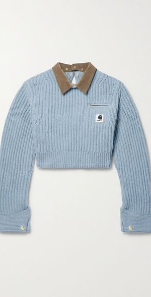 トップス sacai Carhartt WIP Knit Pullover Detroit Sacai x Carhartt WIP Women's Knit Detroit Pullover Black - FW23 - US