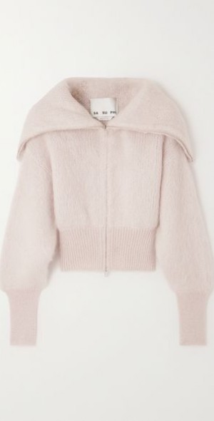 Cardigan Court Nine West En Laine Et Mohair - Rayé Bleu - Taille S - Occasion Très Bon état
