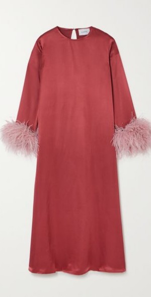 chinese dress ladies Black Suzi Maxi Dress with Detachable Feathers