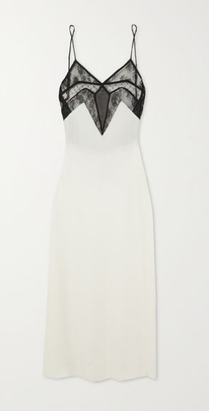 【SLEEPING WITH JACQUES】mesh and tulle-trimmed silk chemise SLEEPING WITH JACQUES - Francine lace, mesh and tulle