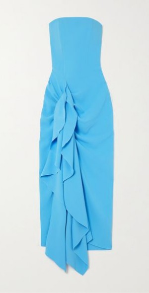 SOLACE LONDON - Mila asymmetric strapless draped crepe dress