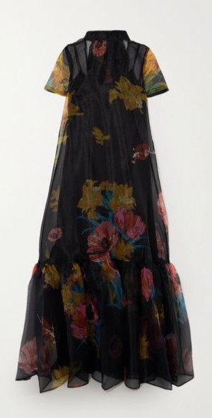 staud tiered organza maxi dress Calluna floral organza maxi dress in multicoloured - Staud