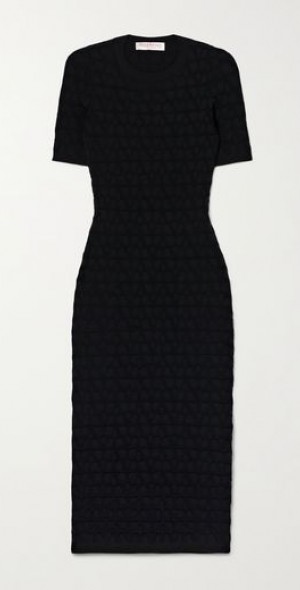 knee length dresses for ladies Halterneck Jacquard Knit Midi Dress Large main image 0