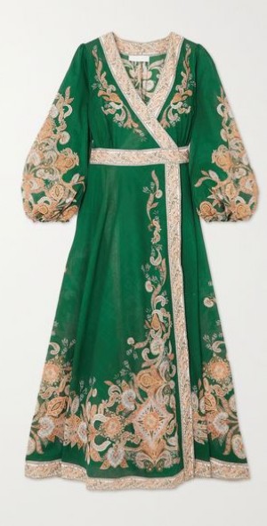 green emerald velvet dress Zimmermann // Linen Paisley Jude Dress  VSP Consignment