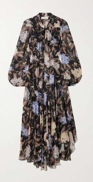 ZIMMERMANN Eden Handkerchief belted floral-print crepe de chine