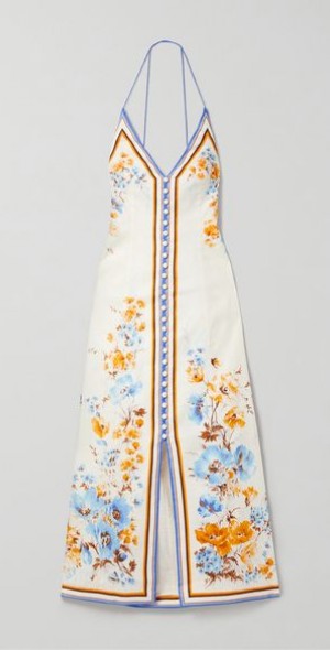 knee length dresses for ladies Zimmermann Halcyon Printed Linen Midi Dress main image 1