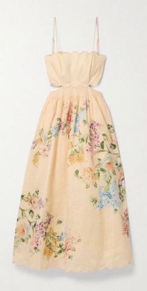 knee length dresses for ladies Halliday scallop midi dress ZIMMERMANN Rosa