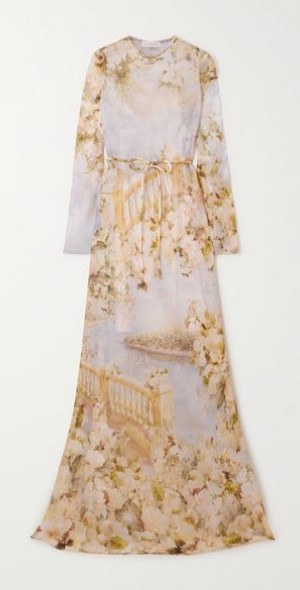 ZIMMERMANN - Luminosity belted floral-print silk-satin maxi dress