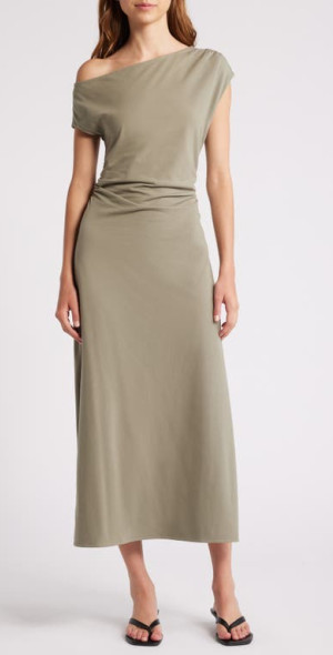 and other stories one shoulder dress & Other Stories | One-Shoulder Midi Dress | Brown
