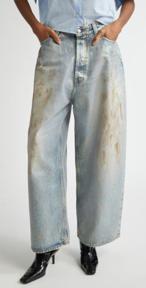 Acne Studios - 2023 Dirty Halo Baggy Wide Leg Coated Jeans in Mid