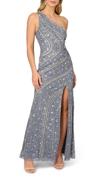 aurora dress pink and blue Aidan Mattox Long Formal 3/4 Sleeve Dress MD1E204628