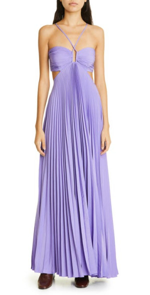 open lace back dress Halter Pleated Maxi Dress in Muted Rose