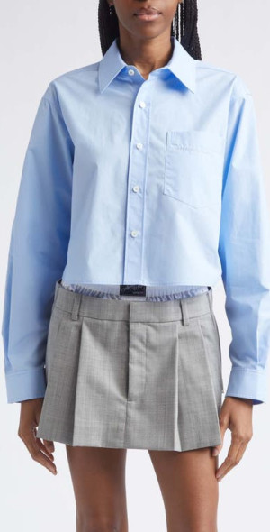 Alexander Wang Logo Crop Cotton Button-Up Shirt