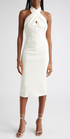 suellen twist neck halter midi dress Alice + Olivia | Dresses | Nwt Alice Olivia Womens Suellen Twist Neck Halter Midi Dress Ecru Size 6