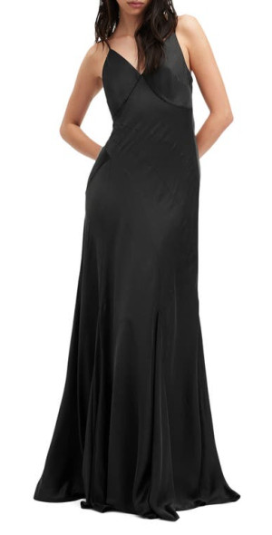 all saints black satin dress All Saints Black Silk Sequin Poison Mini Dress – Prelovely