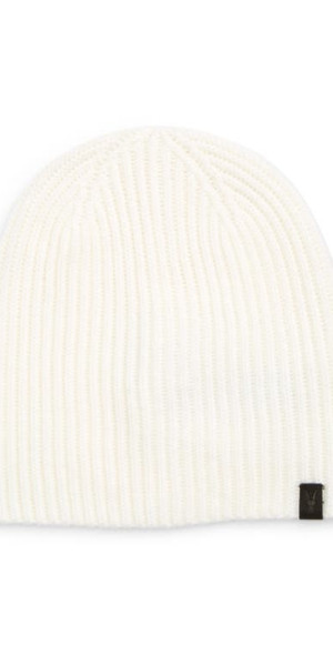 AllSaints Merino Wool Ribbed Beanie in Chalk at Nordstrom