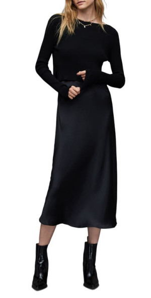AllSaints Odile Slipdress with Sweater in Black at Nordstrom