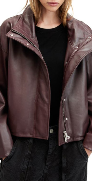 AllSaints Ryder Leather Jacket in Mountain Brown at Nordstrom