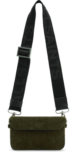 AllSaints Zoe Suede Crossbody Bag in Olive Green at Nordstrom