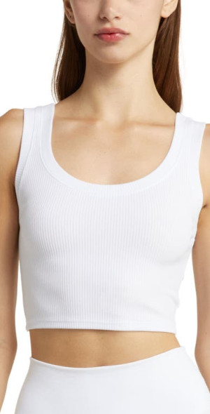 Alo - Wellness Rib Crop Tank in White at Nordstrom, Size Medium