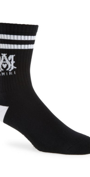 AMIRI - Monogram Core Logo Crew Socks in Black White
