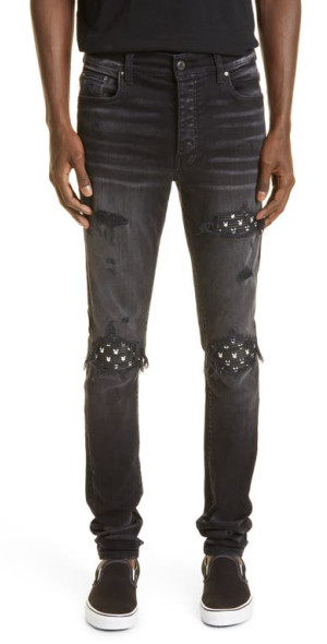 AMIRI - MX1 Playboy Bunny Mended Jeans in Aged Black at Nordstrom