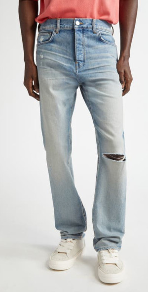 AMIRI - Slash Ripped Slim Fit Jeans in Antique Indigo at Nordstrom