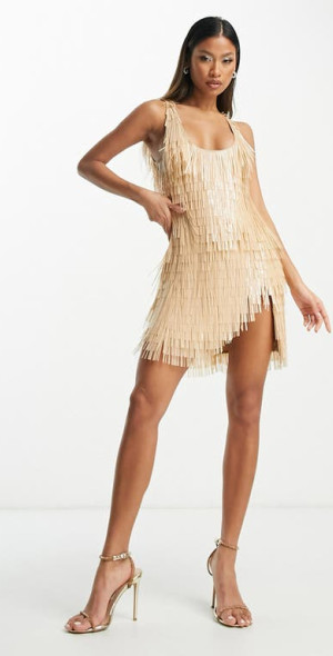 beige fringe dress Alexandre Vauthier Beige Fringe Mini Dress main image 0