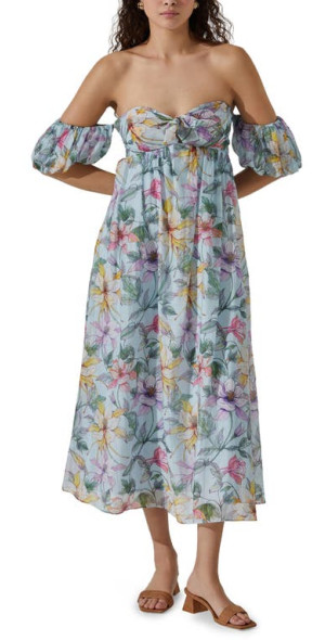 astr blue multi floral dress ASTR the Label MAXIVESTIDO EMESE en Blue Multi Floral