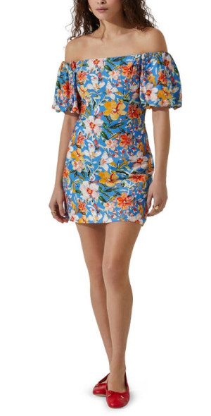 knee length dresses for ladies Bubble Floral Mini Dress main image 1