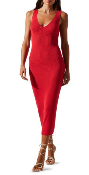 astr red dress Embellished Bow Detail Midi Dress