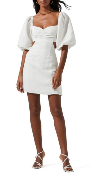 ASTR the Label Heather Cutout Linen Blend Dress in White at