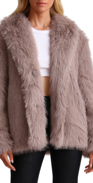 Avec Les Filles Faux Fur Jacket in Oyster