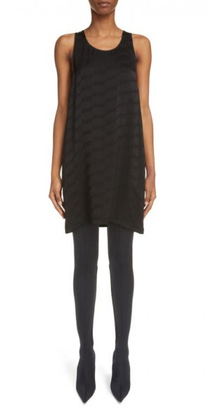 Balenciaga - BB Monogram Jacquard Fluid Satin Tank Dress in Black at  Nordstrom