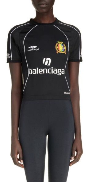 Balenciaga - Crop Soccer Jersey Top in Black/White at Nordstrom