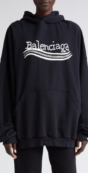 Balenciaga - Hand Drawn Political Logo Oversize Distressed Cotton