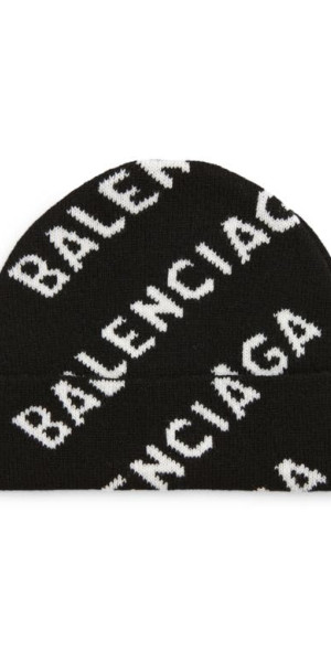 BALENCIAGA black logo jacquard ビーニー
