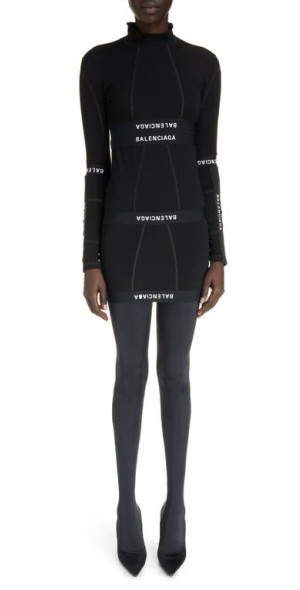 Balenciaga Patched Brief Logo Long Sleeve Stretch Cotton